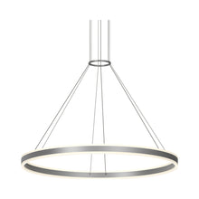 Load image into Gallery viewer, Double Corona™ Ring LED Pendant Light in Large/Bright Satin Aluminum.
