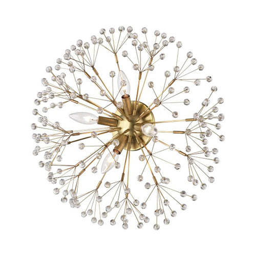 Dunkirk Flush Mount Ceiling Light in Aged Brass.