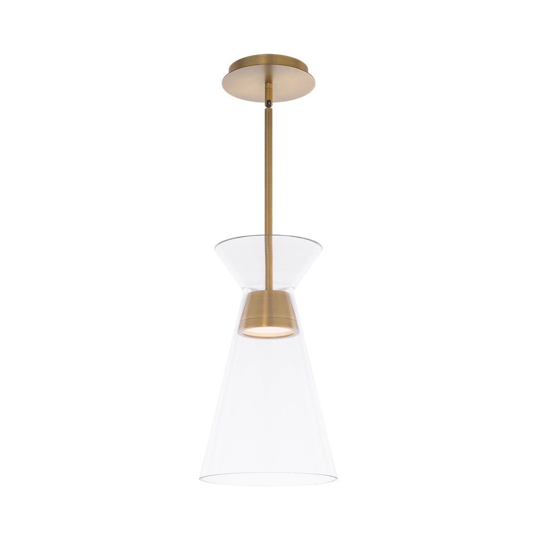 Chandra LED Pendant Light in Aged Brass.
