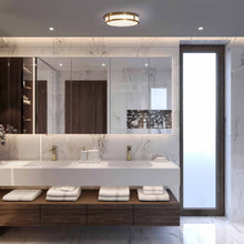 Load image into Gallery viewer, Constantine LED Flush Mount Ceiling Light in bathroom.
