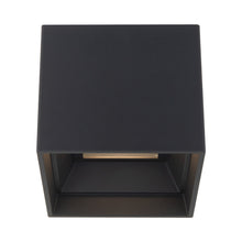Load image into Gallery viewer, Downtown Outdoor LED Flush Mount Ceiling Light in Black (Square).
