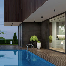 Load image into Gallery viewer, Downtown Outdoor LED Flush Mount Ceiling Light in pool.
