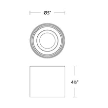Load image into Gallery viewer, Downtown Outdoor LED Flush Mount Ceiling Light - line drawing.
