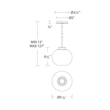 Load image into Gallery viewer, Echo LED Mini Pendant Light - line drawing.
