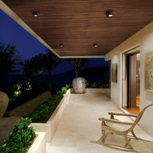 Load image into Gallery viewer, Peek Outdoor LED Flush Mount Ceiling Light in outside area.
