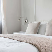 Load image into Gallery viewer, Sprig LED Swing Arm Wall Light in bedroom.
