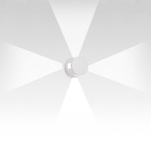 Load image into Gallery viewer, Effetto Round Outdoor LED Wall Light in White Ral9002/11W/4 Beam Wide Flood.
