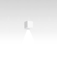 Load image into Gallery viewer, Effetto Square Outdoor LED Wall Light in White Ral9002/1 Beam Wide Flood.
