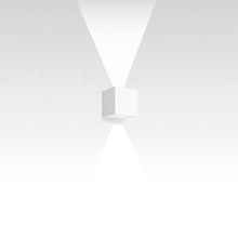 Load image into Gallery viewer, Effetto Square Outdoor LED Wall Light in White Ral9002/2 Beam Wide Flood.
