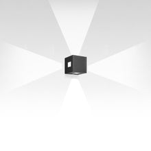 Load image into Gallery viewer, Effetto Square Outdoor LED Wall Light in Anthracite Grey/4 Beam Wide Flood.
