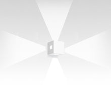 Load image into Gallery viewer, Effetto Square Outdoor LED Wall Light in White Ral9002/4 Beam Wide Flood.

