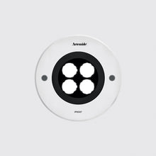 Load image into Gallery viewer, Ego Round Recessed Outdoor LED Ceiling Light in White RAL9002/Large (3000K/38 Degrees).
