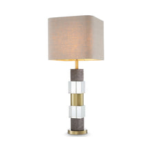 Load image into Gallery viewer, Cullingham Table Lamp in Antique Brass/Grey Marble.
