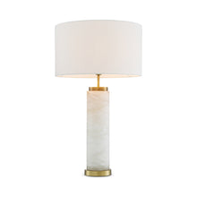 Load image into Gallery viewer, Lxry Table Lamp in Alabaster/Antique Brass.
