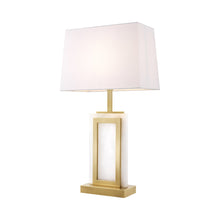 Load image into Gallery viewer, Murray Table Lamp in Alabaster/Matte Brass.
