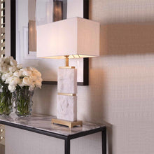 Load image into Gallery viewer, Robbins Table Lamp in hallway.

