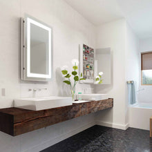 Load image into Gallery viewer, Ambiance LED Mirrored Cabinet in bathroom.
