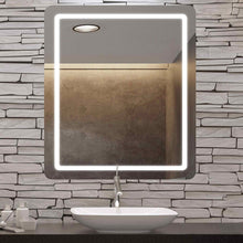Load image into Gallery viewer, Aria LED Lighted Mirror in bathroom.
