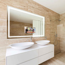 Load image into Gallery viewer, Integrity LED Lighted Mirror TV in bathroom.
