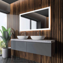 Load image into Gallery viewer, Silhouette LED Lighted Mirror in bathroom.
