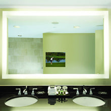 Load image into Gallery viewer, Silhouette LED Lighted Mirror TV in bathroom.
