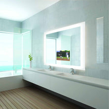 Load image into Gallery viewer, Silhouette LED Lighted Mirror TV in bathroom.

