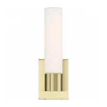 Load image into Gallery viewer, Elementum LED Bath Wall Light in Brushed Brass.
