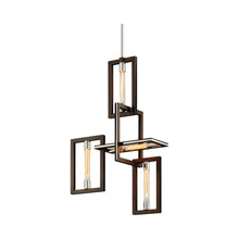 Load image into Gallery viewer, Enigma Pendant Light in Bronze/Polished Stainless (4-Light).
