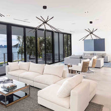 Load image into Gallery viewer, Alumilux Aster LED Multi Light Pendant Light in living room.
