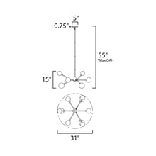 Load image into Gallery viewer, Asteroid LED Multi-Light Pendant Light  - line drawing.
