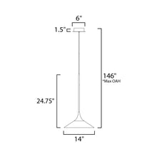 Load image into Gallery viewer, Cono LED Linear Pendant Light - line drawing.
