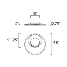 Load image into Gallery viewer, Cycle LED Flush Mount Ceiling Light - line drawing.
