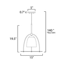Load image into Gallery viewer, Focal Point LED Pendant Light - line drawing.
