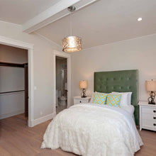 Load image into Gallery viewer, Inca Pendant Light in bedroom.
