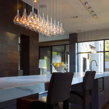 Load image into Gallery viewer, Larmes Rectangle Linear Pendant Light in dining room.
