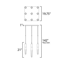 Load image into Gallery viewer, Quartz LED Multi-Light Pendant Light - line drawing.
