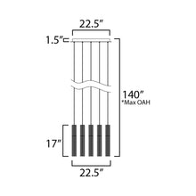 Load image into Gallery viewer, Reeds LED Multi Light Pendant Light - line drawing.
