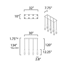 Load image into Gallery viewer, Reveal LED Multi Light Pendant Light - line drawing.
