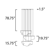 Load image into Gallery viewer, Rinkle LED Linear Pendant Light - line drawing.
