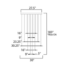 Load image into Gallery viewer, Saturn II LED Chandelier - line drawing.
