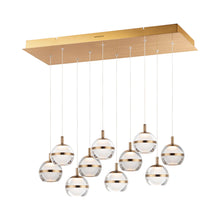Load image into Gallery viewer, Swank LED Linear Pendant Light in Natural Aged Brass.
