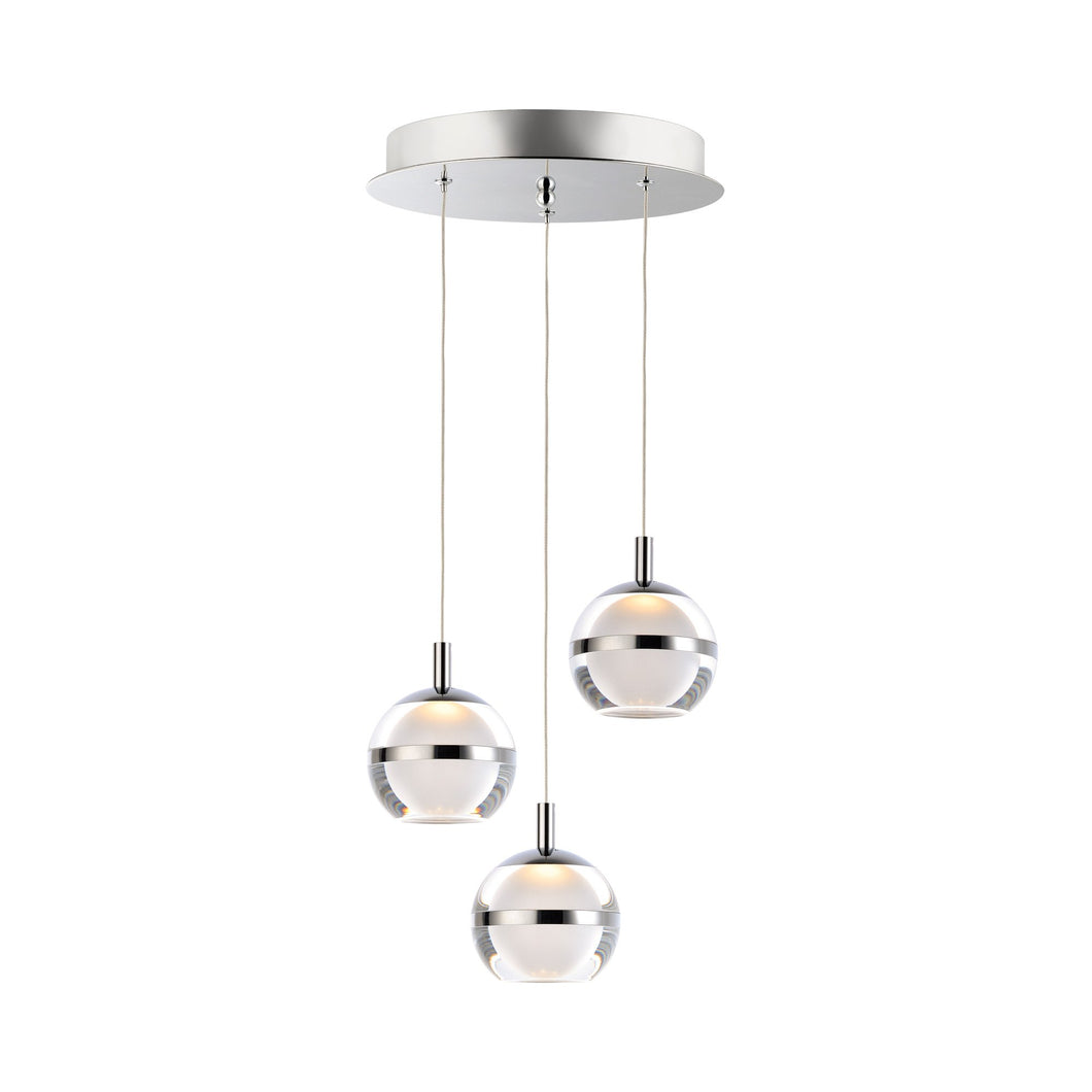 Swank LED Multi-Light Pendant Light in 3-Light/Polished Chrome.