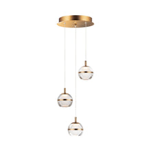 Load image into Gallery viewer, Swank LED Multi-Light Pendant Light in 3-Light/Natural Aged Brass.
