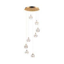 Load image into Gallery viewer, Swank LED Multi-Light Pendant Light in 8-Light/Natural Aged Brass.
