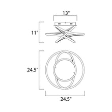 Load image into Gallery viewer, Twisted LED Flush Mount Ceiling Light - line drawing.
