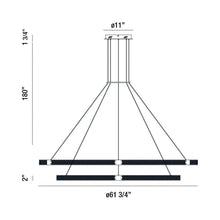 Load image into Gallery viewer, Admiral LED Double Ring Chandelier - line drawing.
