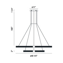 Load image into Gallery viewer, Admiral LED Multi Tier Chandelier - line drawing.
