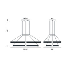 Load image into Gallery viewer, Admiral Rectangular LED Chandelier - line drawing.
