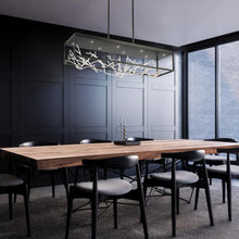 Load image into Gallery viewer, Aerie LED Linear Pendant Light in dining room.
