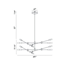 Load image into Gallery viewer, Albany LED Sputnik Chandelier - line drawing.
